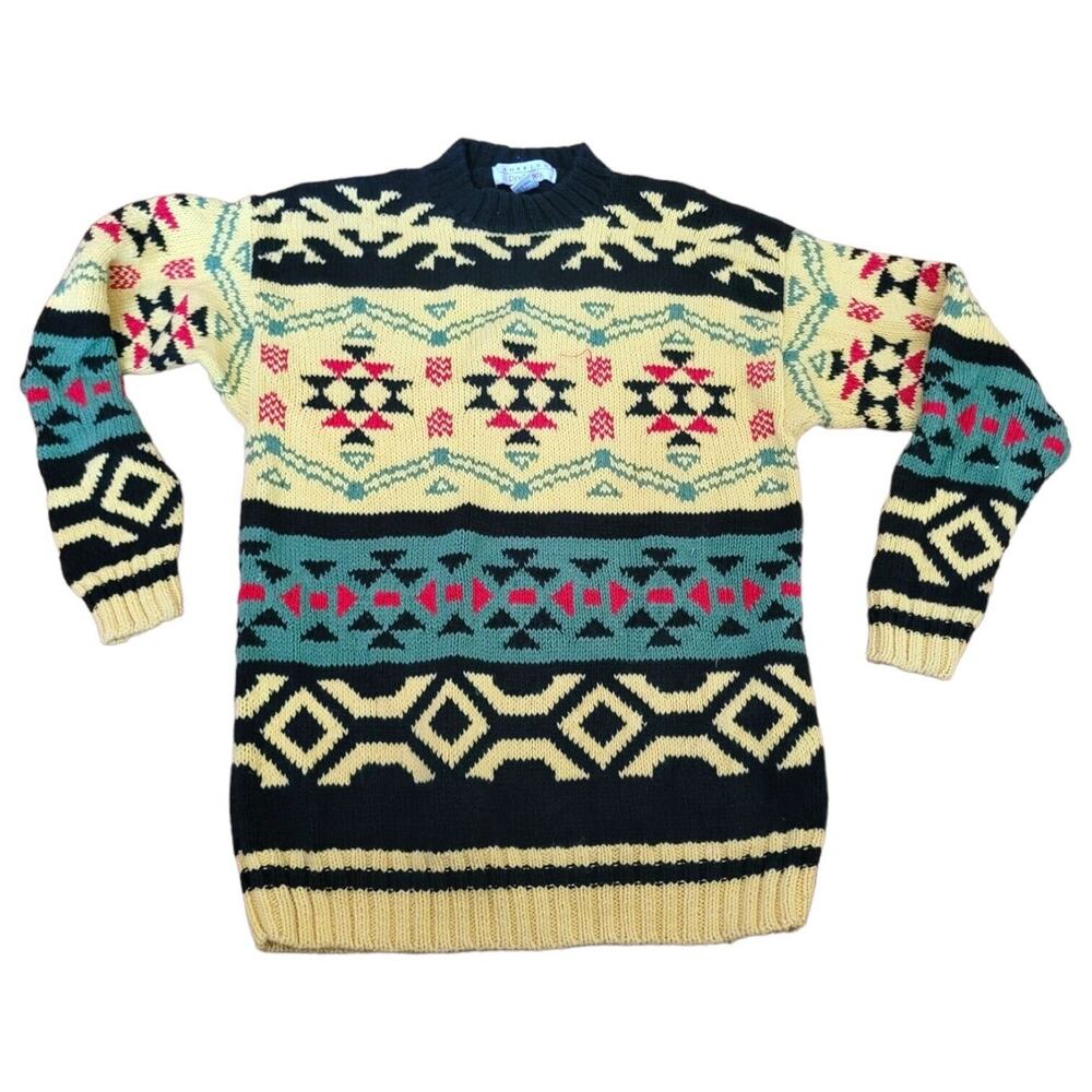 Vintage Cambridge Dry Goods Knitted Pullover Sweater Aztec Tribal Southwestern